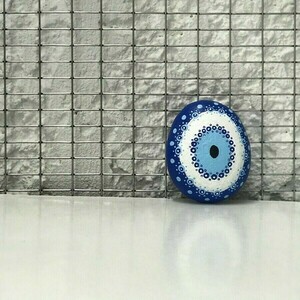Βότσαλο ζωγραφισμένο ΜΑΤΙ (evil eye) - πέτρα, evil eye, διακοσμητικές πέτρες - 4
