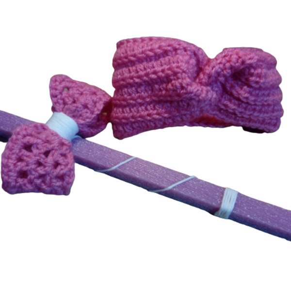 Λαμπάδα αρωματική με φιογκο πλεκτό ροζ κ κορδέλα για τα μαλλιά - κορίτσι, λαμπάδες, για παιδιά, πασχαλινά δώρα, για μωρά - 2