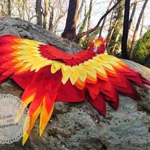 Halloween Φοίνικας- αποκριάτικη στολή - κάπα φτερών διαμέτρου 120cm - φτερό, τσόχα - 3
