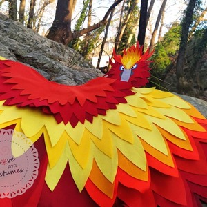 Halloween Φοίνικας- αποκριάτικη στολή - κάπα φτερών διαμέτρου 120cm - φτερό, τσόχα - 4