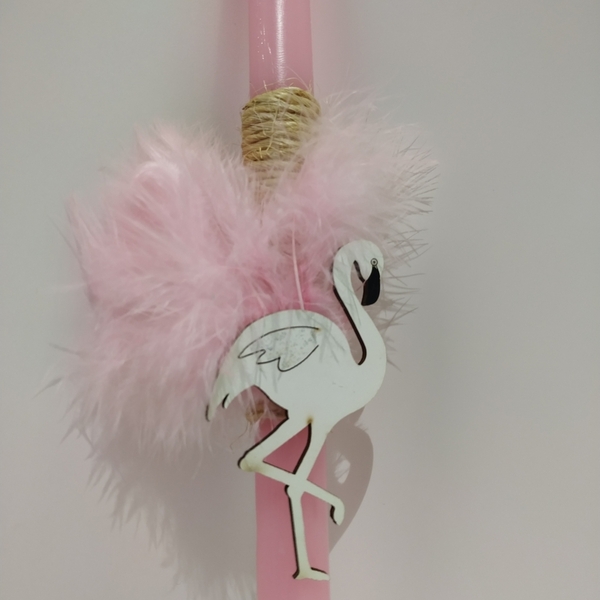 Λαμπάδα με φλαμίγκο - κορίτσι, λαμπάδες, flamingos - 2