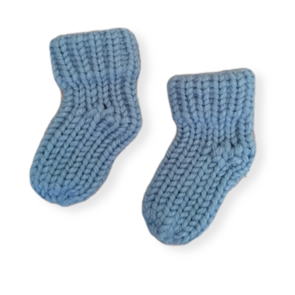 Πλεκτό παιδικό σετ κάλτσες σκούφος Μπλε - αγόρι, δώρα για μωρά, σκουφάκια - 3