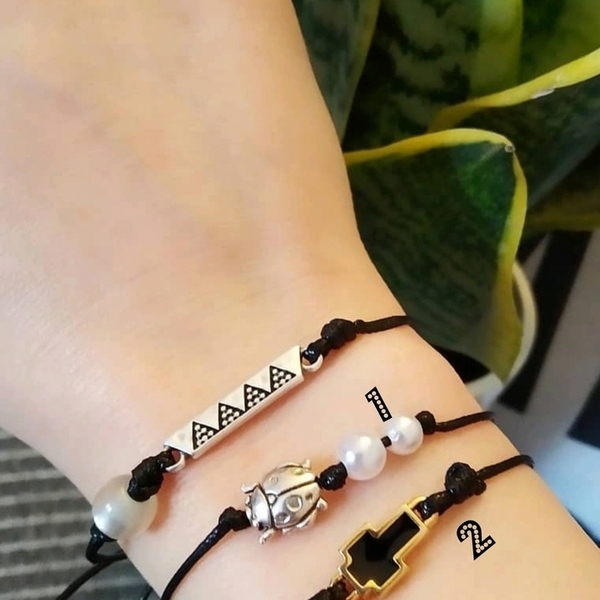Sring bracelets - επιχρυσωμένα, σταυρός, μακραμέ, πασχαλίτσα, αυξομειούμενα - 3