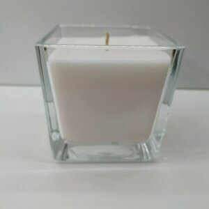 Κερί χειροποίητο λευκό με άρωμα λεμόνι σε γυάλινο βάζο 8X8cm - αρωματικά κεριά
