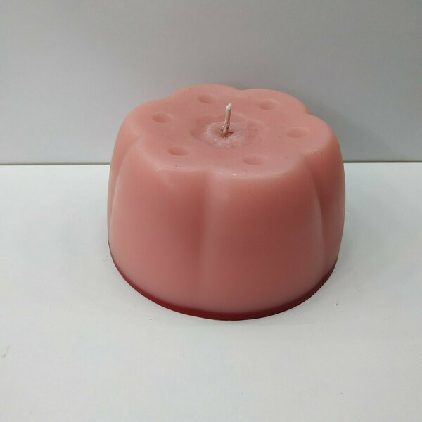 Κερί χειροποίητο σε σχήμα τούρτας ρόζ -κόκκινη βάση 6χ11cm - αρωματικά κεριά - 3