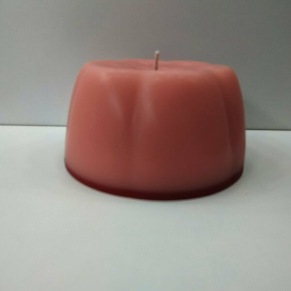 Κερί χειροποίητο σε σχήμα τούρτας ρόζ -κόκκινη βάση 6χ11cm - αρωματικά κεριά - 4