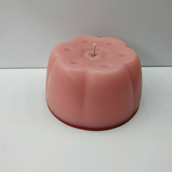 Κερί χειροποίητο σε σχήμα τούρτας ρόζ -κόκκινη βάση 6χ11cm - αρωματικά κεριά - 5