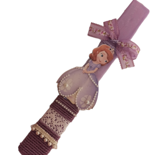 Χειροποίητη μωβ λαμπάδα 25 cm με πριγκήπισσα - κορίτσι, λαμπάδες, για παιδιά, πριγκίπισσες, ήρωες κινουμένων σχεδίων