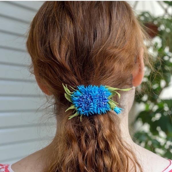 Τσιμπιδάκι μαλλιών με τις κενταύριες - κορίτσι, λουλούδια, για τα μαλλιά, hair clips - 3