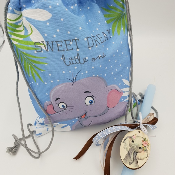 Λαμπάδα ελεφαντάκι με τσάντα πλάτης - αγόρι, ελεφαντάκι, για παιδιά, ζωάκια, για μωρά