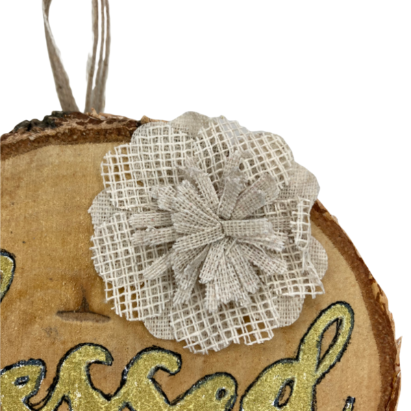 Διακοσμητικο καδρακι blessed σε φετα ξυλου με υφασματινο λουλουδι διαστ. 15x10 εκατ. - πίνακες & κάδρα - 4