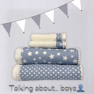 Σετ πετσέτες πολυτελείας, “Talking about... boys” - δώρα για βάπτιση, δώρα γενεθλίων, δώρο γέννησης, πετσέτες, προσωποποιημένα - 2