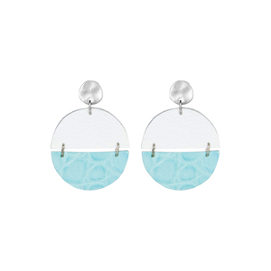 Δερμάτινα Σκουλαρίκια "Ocean Tiles" - δέρμα, επάργυρα, boho, κρεμαστά, μεγάλα