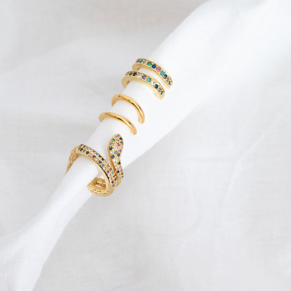 Ear Cuffs λεπτά από επιχρυσωμένο ορείχαλκο - επιχρυσωμένα, μικρά - 5