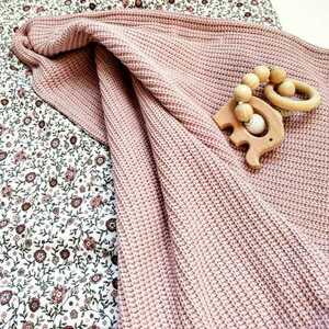 Πλεκτή κουβέρτα "little flowers" - βαμβάκι, κορίτσι, πλεκτή, κουβέρτες