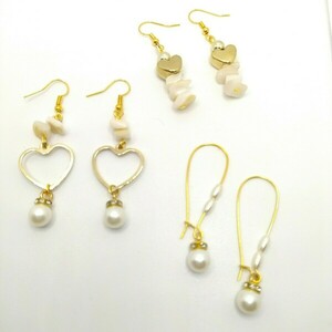 Σκουλαρίκια |pearl heart - ημιπολύτιμες πέτρες, καρδιά, μαμά, μικρά, κρεμαστά - 2
