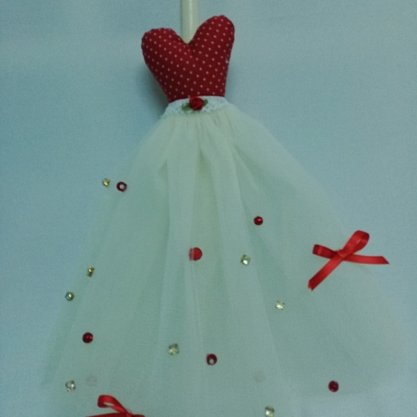 Λαμπάδα φορεματάκι κόκκινο μπούστο - κορίτσι, λαμπάδες, για παιδιά - 2