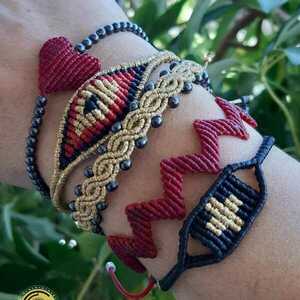 Βραχιόλι μάτι μακραμέ - μακραμέ, μάτι, boho, χεριού, αυξομειούμενα - 2