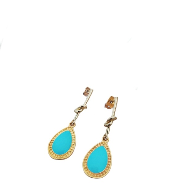 Turquoise smalto earrings - επιχρυσωμένα, ορείχαλκος, δάκρυ, κρεμαστά, faux bijoux