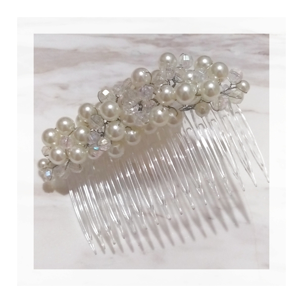 Hair Comb full of pearls and crystal beads - για τα μαλλιά - 2