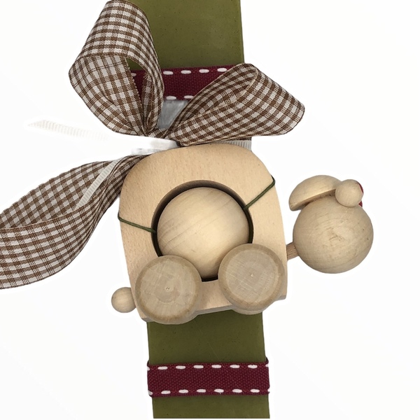 Λαδι λαμπάδα με ξύλινο παιχνίδι χελωνάκι - αγόρι, λαμπάδες, για παιδιά, ζωάκια, για μωρά - 2