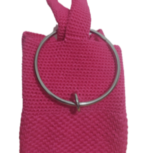 Ροζ-φούξια τσαντάκι καρπού - νήμα, all day, χειρός, πλεκτές τσάντες, μικρές