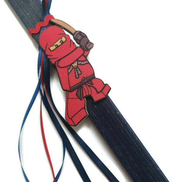 Πασχαλινή μπλε αρωματική λαμπάδα με τον κόκκινο ninja, 32 εκατοστά. - αγόρι, λαμπάδες, για παιδιά - 3