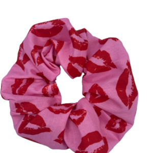 Scrunchie σε pattern Φιλάκια - ύφασμα, δώρα για γυναίκες, λαστιχάκια μαλλιών, αξεσουάρ μαλλιών