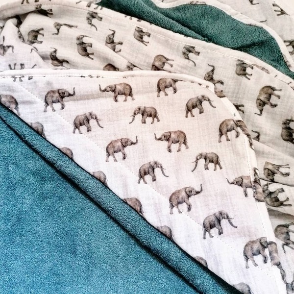 Μπουρνούζι παιδικό κάπα "Grey elephants" - κορίτσι, αγόρι, πετσέτες