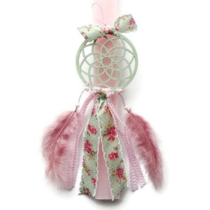 Αρωματική Λαμπάδα με Ονειροπαγίδα Πράσινη ♥ Φλοράλ ροζ 30cm - κορίτσι, λουλούδια, λαμπάδες, για παιδιά, για εφήβους