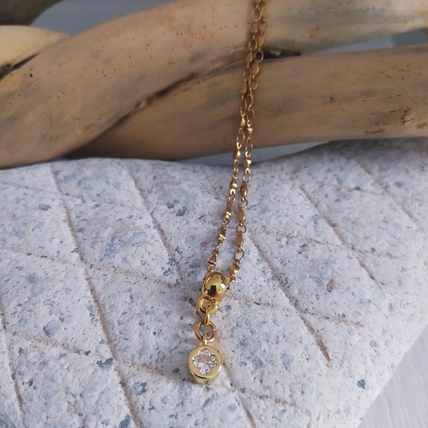 Minimal pendant με κρυσταλλο ζιργκον - charms, ορείχαλκος, σταυρός, ατσάλι, boho - 3