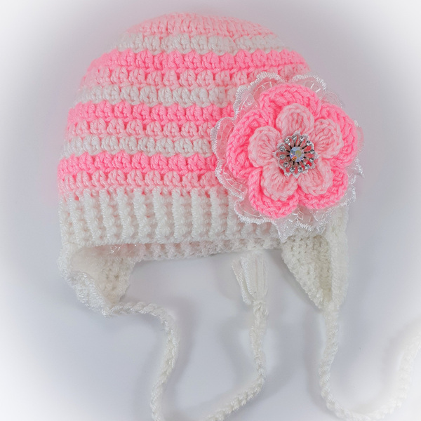 Πλεκτό σετ λευκό-ροζ για κορίτσια / σκουφάκι, παπουτσάκια / 0-12/ Crochet white-pink set for girls / hat, shoes - κορίτσι, σετ, βρεφικά ρούχα - 2
