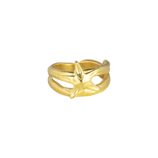 Δαχτυλίδι Αυξομειούμενο "Starfish" - επιχρυσωμένα, επάργυρα, μικρά, boho, αυξομειούμενα - 2