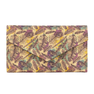 Φάκελος Φελλός "Mauve Peacock" - ύφασμα, animal print, φάκελοι, clutch, φελλός