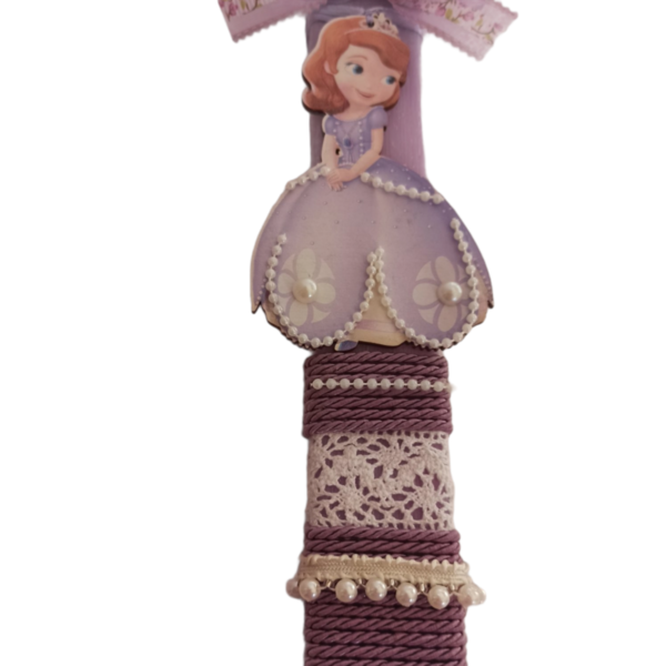 Χειροποίητη μωβ λαμπάδα 25 cm με πριγκήπισσα - κορίτσι, λαμπάδες, για παιδιά, πριγκίπισσες, ήρωες κινουμένων σχεδίων - 3