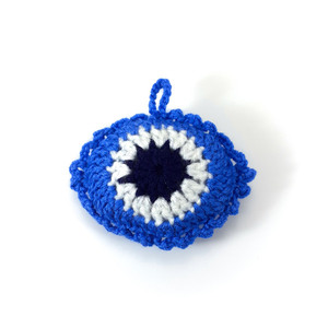 Πλεκτό φουσκωτό μπλε ματάκι/ γούρι /Crochet inflatable blue eye/ lucky charm - αγόρι, φυλαχτά
