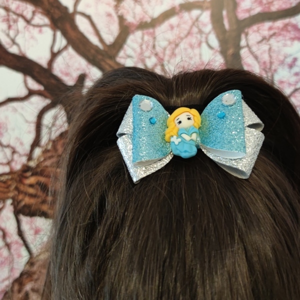 Φιόγκος Μαλλιών με κλιπ Πριγκίπισσα γαλαζιο 7x5 - κορίτσι, μαλλιά, ήρωες κινουμένων σχεδίων, hair clips - 3