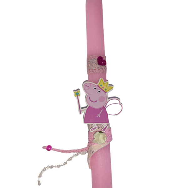 Αρωματική λαμπάδα γουρουνάκι Princess με ξύλινο μαγνητάκι και πέρλες - λαμπάδες, για παιδιά