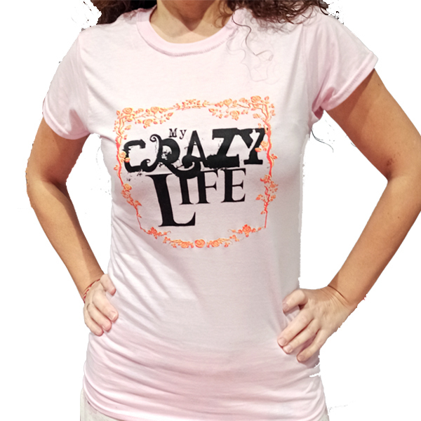 ΓΥΝΑΙΚΕΙΟ T-SHIRT "MY CRAZY LIFE" ΒΑΜΒΑΚΕΡΟ ΜΕ ΣΤΑΜΠΑ ΜΕΤΑΞΟΤΥΠΙΑΣ - βαμβάκι, γυναικεία, t-shirt