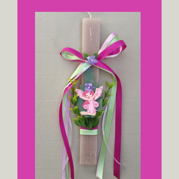 Λαμπαδάκι "Νεράιδα ροζ" (22cm) - κορίτσι, λαμπάδες, νεράιδα, για παιδιά, για μωρά - 2