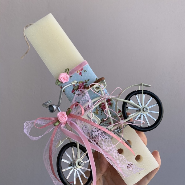 Αρωματική λαμπαδα με ποδηλατο (γαλάζιο) - κορίτσι, λαμπάδες, για παιδιά, για εφήβους - 3