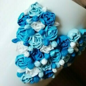 Τρισδιάστατη Χειροποίητη κούπα με πολυμερικό πηλό και σχέδιο μπλε λουλουδιών - καρδιά, δώρο, πορσελάνη, κούπες & φλυτζάνια, πολυμερικό πηλό - 4
