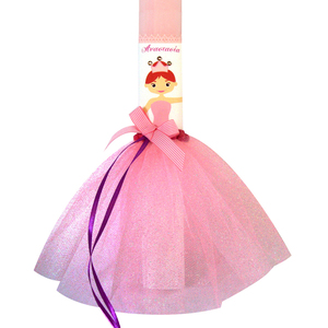 Ροζ Λαμπάδα πριγκίπισσα με όνομα παιδιού - κορίτσι, λαμπάδες, μπαλαρίνες, για παιδιά, πριγκίπισσες