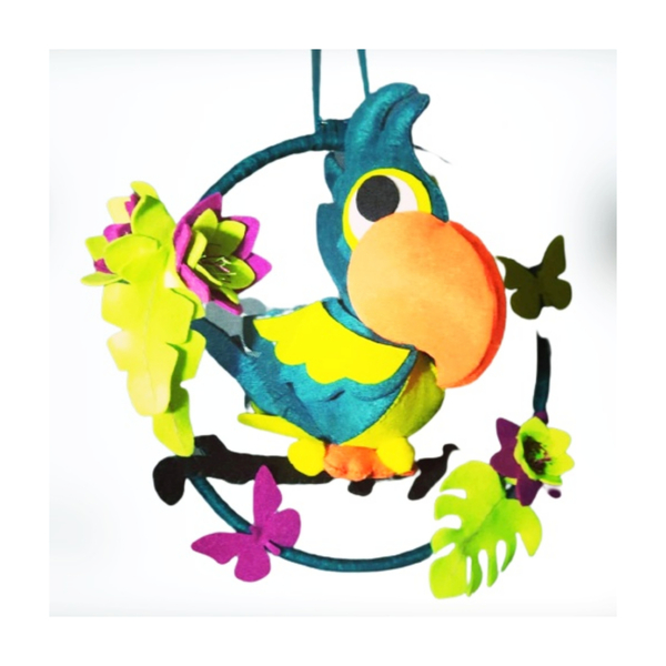 Μομπιλε υφασμάτινο κρεμαστό για παιδικό δωμάτιο παπαγάλος "jojo the naughty parrot" 26εκ. - δώρο, μόμπιλε, δώρα γενεθλίων, δωμάτιο παιδιών