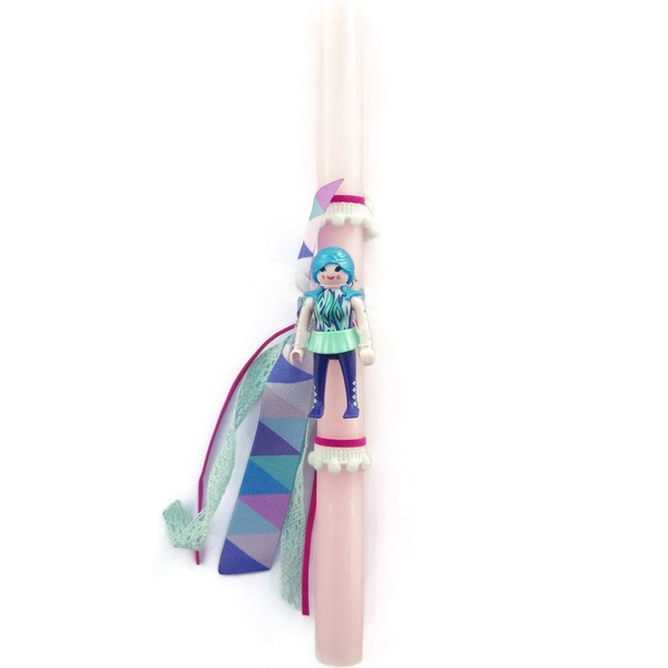 Λαμπάδα με Νεράιδα Αρωματική με Φτερά ροζ 30cm - κορίτσι, λαμπάδες, για παιδιά, νεράιδες, παιχνιδολαμπάδες - 3