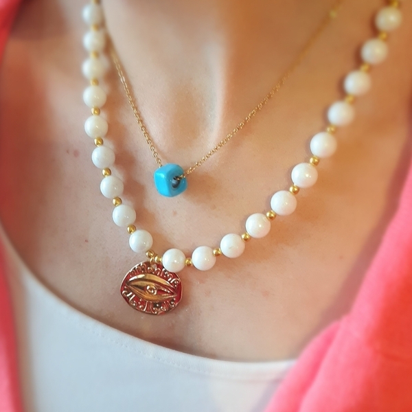 2 love necklaces!❤ - επιχρυσωμένα, μάτι, κοντά, layering, boho