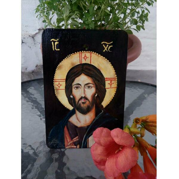 Εικόνα Του Ιησού Χριστού Σε Ξύλινη Επιφάνεια - πίνακες & κάδρα, πίνακες ζωγραφικής - 2