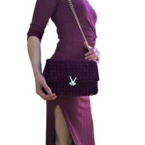 Deep purple / Μικρή χειροποίητη τσάντα σε βαθύ δαμασκινί - clutch, χιαστί, all day, πλεκτές τσάντες, μικρές