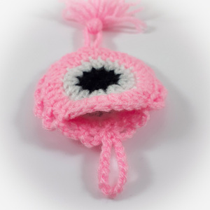 Πλεκτό στρογγυλό διπλό ροζ ματάκι/ γούρι /Crochet round double pink eye/ lucky charm - γούρι, κορίτσι, δώρα για μωρά, βάπτισης, φυλαχτά - 2