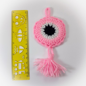 Πλεκτό στρογγυλό διπλό ροζ ματάκι/ γούρι /Crochet round double pink eye/ lucky charm - γούρι, κορίτσι, δώρα για μωρά, βάπτισης, φυλαχτά - 3